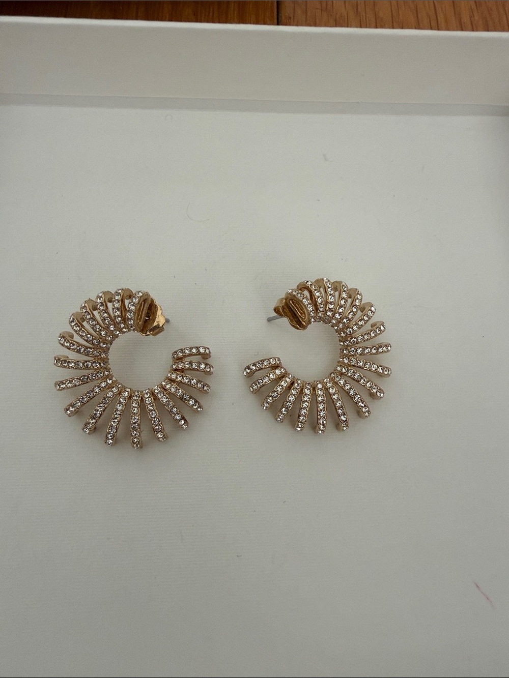 Gold Crystal Spiral Hoop Earrings - Women's Jewelry
